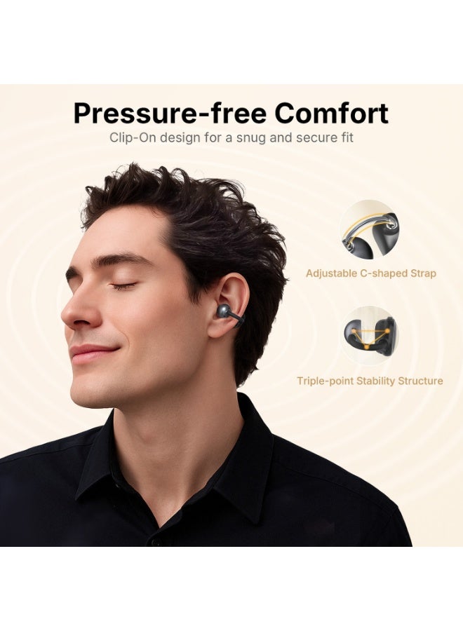 EarFun Clip Open Ear Headphones, Clip on Earphones Wireless Bluetooth 6.0 Headphones, Adaptive Comfort with Secure Fit, LDAC, 2 Mics AI ENC Call, Hi-Res Audio, 40H Playtime, IP55 - Image 2