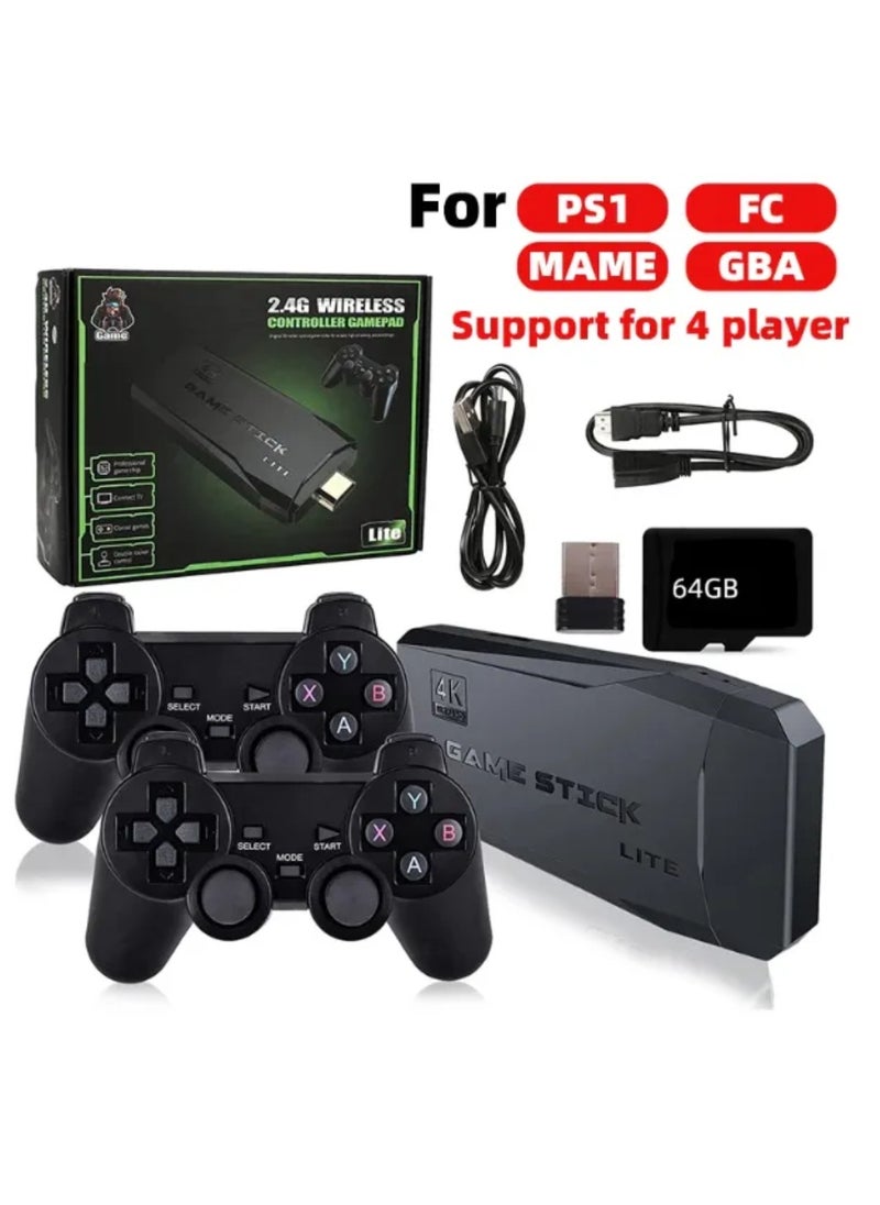 DIGI CORE - Wireless Retro Game Console Plug And Play Video Game Stick Built In 10000+ Games, 9 Classic Emulators 4K High Definition HDMI Output For Tv With Dual 2.4G Wireless Controllers With 64GB Memory Card - Image 1
