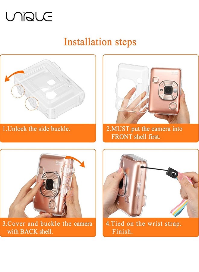 Unique For Fujifilm Instax Mini Liplay Instant Film Camera, Crystal Hard PC Cover for Fujifilm Instax Mini Liplay with Removable Rainbow Shoulder Strap  - Image 4
