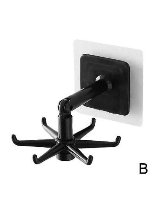 360 Rotating Kitchen Utensil Rack - Self-Adhesive Wall-Mounted or Under-Cabinet Hanging Hook - 6-Claw Waterproof Storage Organizer for Spatulas, Spoons, and Gadgets - Damage-Free Installation - Black - Image 3