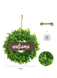 Y&D Welcome Sign with Wreaths Rustic Front Door Decor Wood Hanging Artificial Eucalyptus Farmhouse Porch Decorations for Home Wedding Gift 