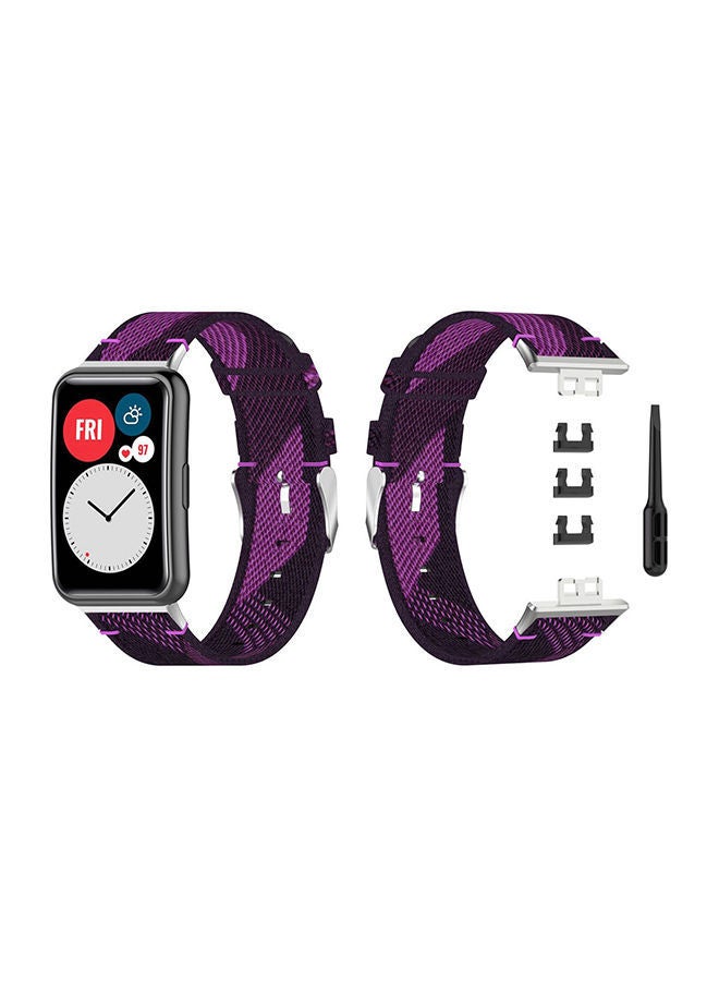 NIBEMINENT Buckle Nylon Replacement Band Purple/Black - Image 2