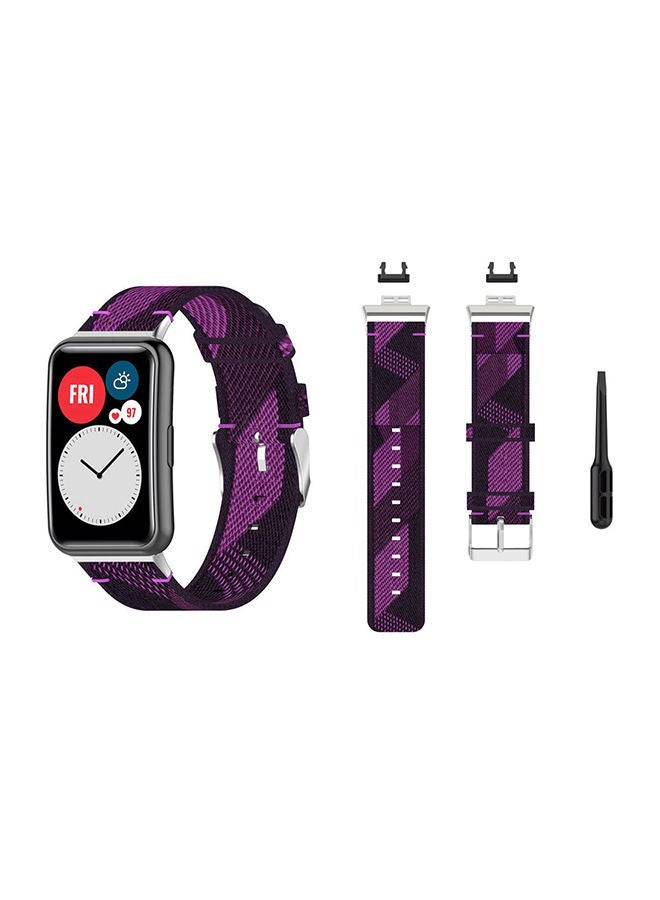 NIBEMINENT Buckle Nylon Replacement Band Purple/Black - Image 1