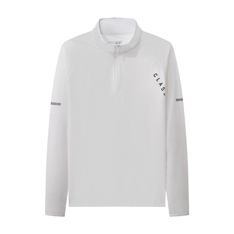 Generic Autumn and winter mens sports sweater outdoor windproof leisure fitness running half zipper pullover long sleeve coat spot batch White 
