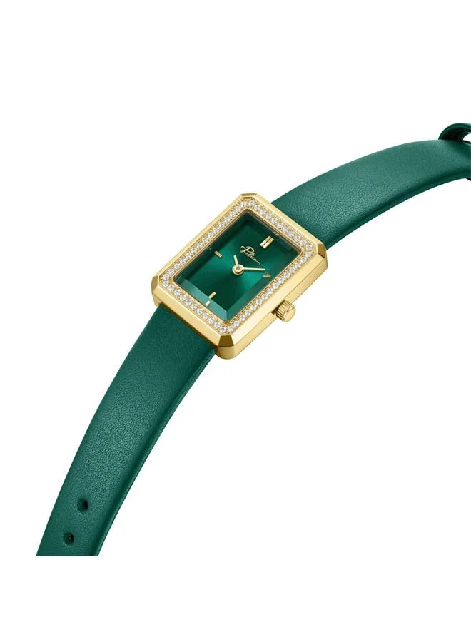 بوليس Uloya Green Dial Genuine Leather Strap Analog Watch for Women, 21.7mm