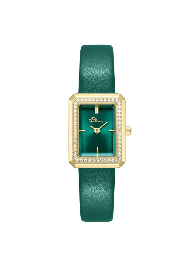 بوليس Uloya Green Dial Genuine Leather Strap Analog Watch for Women, 21.7mm