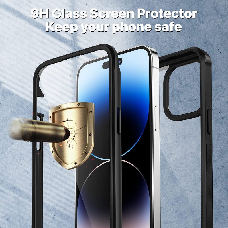CENHUFO Compatible with iPhone 14 Pro Max Case Built-in Glass Screen Protector with Camera Lens Protector, 360 Full Body Heavy Duty Protective Phone Case for iPhone 14 Pro Max case Shockproof -Black Global flexible assemble picks - Image 3