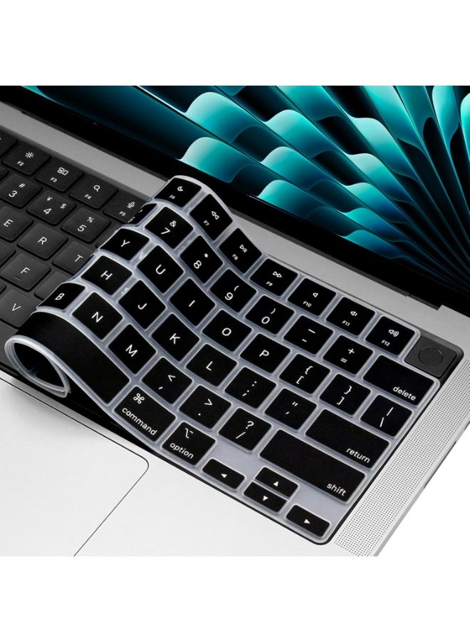 غطاء حماية لوحة المفاتيح لأجهزة MacBook Air و Pro/Max موديلات 2021-2024 المزودة بشريحة M3 و M2 و M1، بمقاسات 15.3 بوصة، 13.6 بوصة، 14.2 بوصة، و 16.2 بوصة. موديلات A3114، A3113، A2941، A2681، A2992، A2991، A2918، A2779، A2442. ملحقات حماية لوحة المفاتيح بتصميم أمريكي. - Image 1