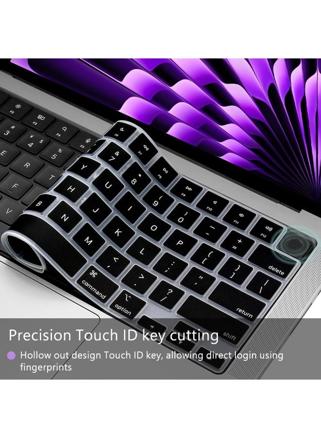 غطاء حماية لوحة المفاتيح لأجهزة MacBook Air و Pro/Max موديلات 2021-2024 المزودة بشريحة M3 و M2 و M1، بمقاسات 15.3 بوصة، 13.6 بوصة، 14.2 بوصة، و 16.2 بوصة. موديلات A3114، A3113، A2941، A2681، A2992، A2991، A2918، A2779، A2442. ملحقات حماية لوحة المفاتيح بتصميم أمريكي. - Image 4