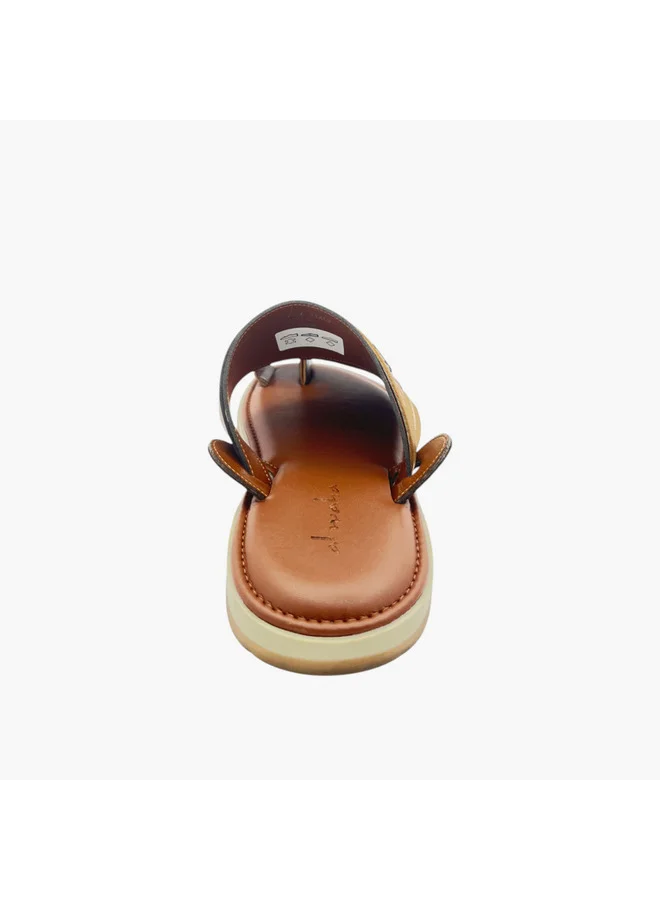 Al Waha Men's Textured Slip-On Arabic Sandals with Toe Loop Detail