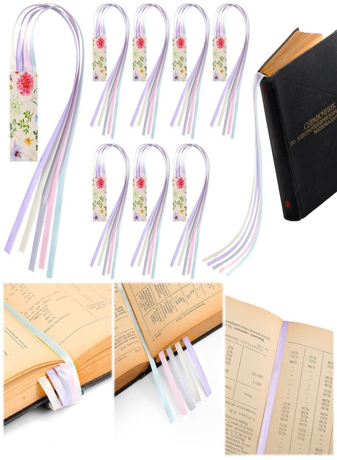 Dinifee 10 Pieces Bible Ribbon Bookmark Bulk Multi Ribbon Page Markers Christian Artificial Leather Book Markers with 5 Colorful Ribbons Easter Basket Filler Gift for Book Study Lovers Gift - Image 1
