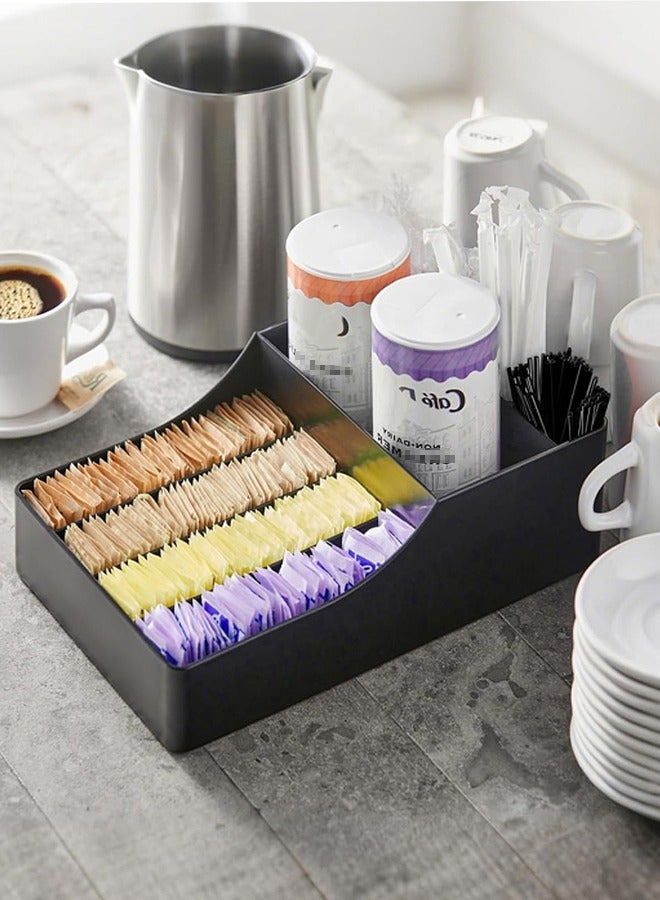 رف تخزين لمحطة القهوة، رف تخزين التوابل على سطح العمل مع 9 حجرات، منظم تخزين توابل القهوة والشاي، مناسب للمنزل والمكتب وغرفة المعيشة، أسود - Image 5