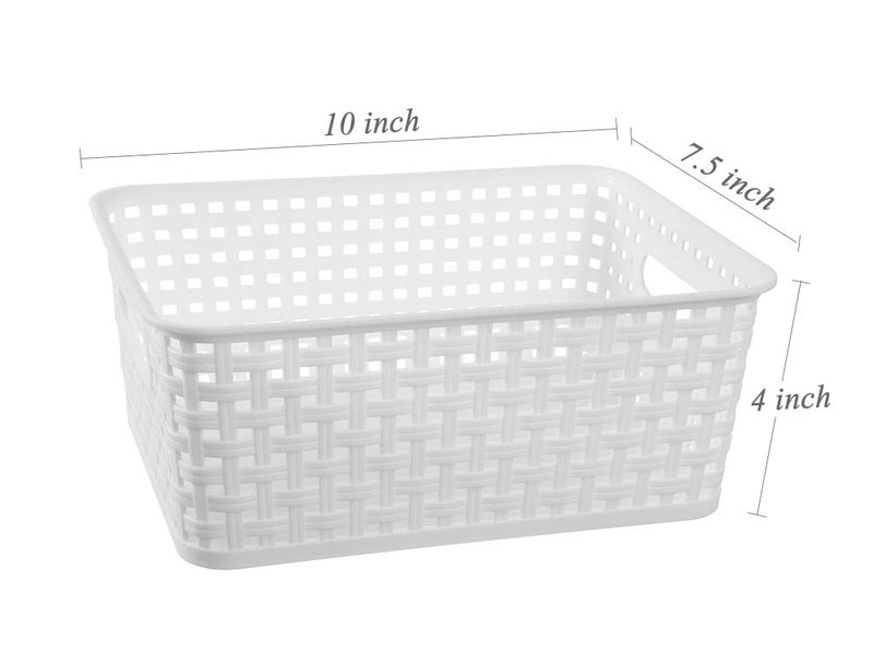 ZHENFAN White Plastic Woven Storage Baskets, 12-Pack Weave Basket Organizer for Kitchen Office Bathroom - Image 2