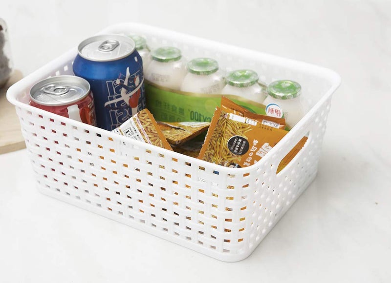 ZHENFAN White Plastic Woven Storage Baskets, 12-Pack Weave Basket Organizer for Kitchen Office Bathroom - Image 5