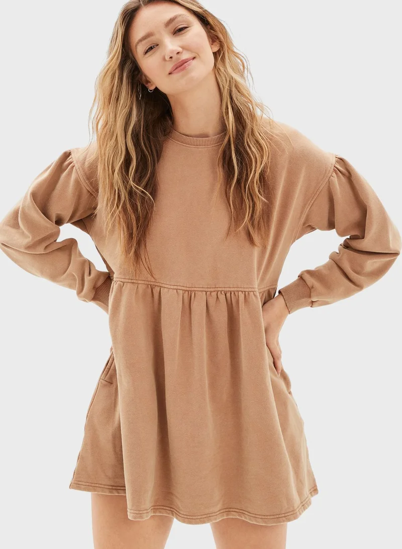 American Eagle Tiered Cuffed Sleeve Dress