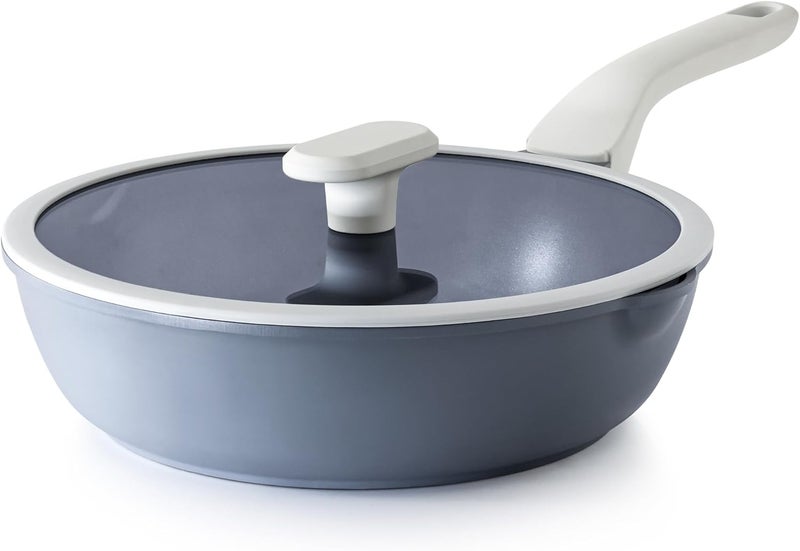 PRICUSIS Nonstick Ceramic Sauté Pan with Lid (3.2 qt, 10 inch), Toxin-Free Deep Frying Pan, Versatile Non Stick Frying Pan, Skillet, PTFE, PFOA & PFAS Free, Compatible with All Stovetops. - Image 1