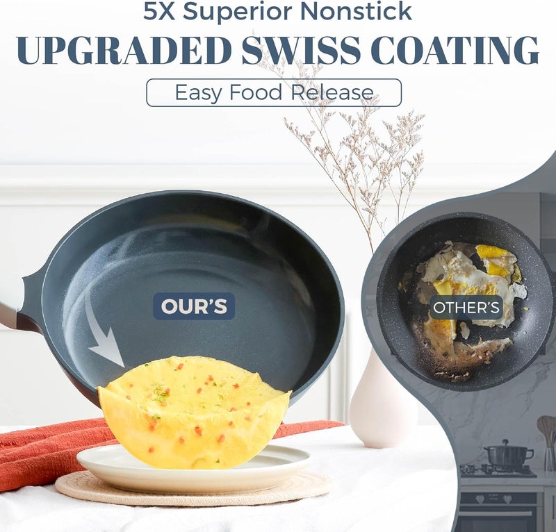 PRICUSIS Nonstick Ceramic Sauté Pan with Lid (3.2 qt, 10 inch), Toxin-Free Deep Frying Pan, Versatile Non Stick Frying Pan, Skillet, PTFE, PFOA & PFAS Free, Compatible with All Stovetops. - Image 3