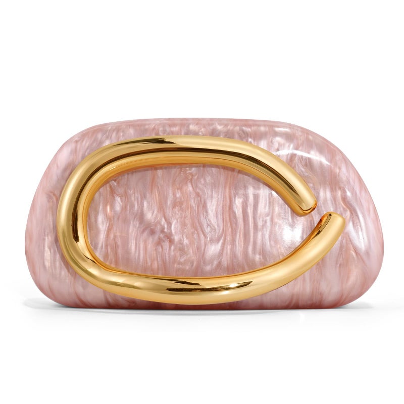 NEWROGENG Clutch Purses for Women Formal, Marble Acrylic Evening Bags with Chain, Trendy Metal Handle Purses and Handbags 2025, Marble Pink - Image 1