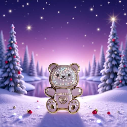 Pxiryanlow Purple Cute Phone Stand Holder,Cell Phone Bear Shaped Hidden Kickstand for Desk,Bear Shaped Phone Holder,Adjustable Tablet Phone Ring Stand with 3D Moving Star Sequins for Girls Women Accessories - Image 5