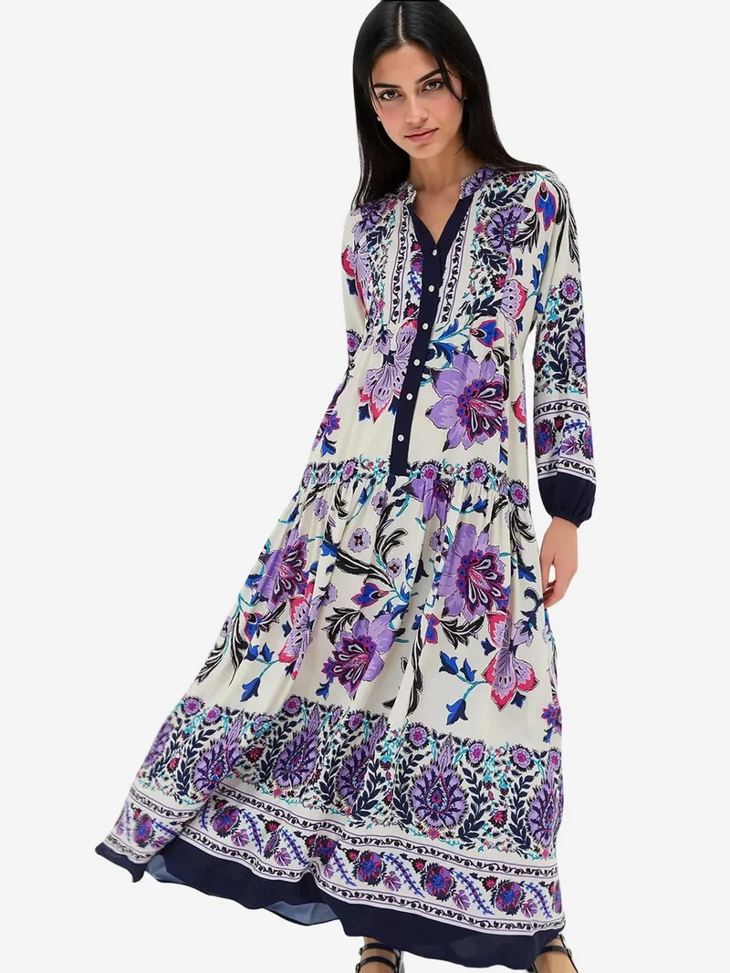 BDART Printed V-Neck Maxi Dress