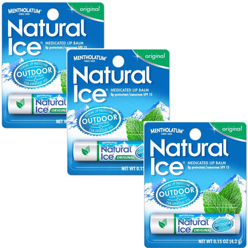 Mentholatum Natural Ice Lip Balm Original SPF 15 1 Each  Pack of 3