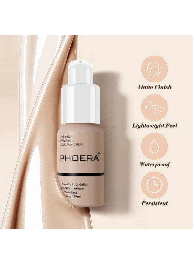 Hilareco Bestland 2Pack Phoera Foundation Full Coverage Liquid Foundation Creamlonglasting Lightweight Concealeroilfree Formulanatural Shadesuitable For All Skin Types (104 Buff Beige & 105 Sand) - Image 4