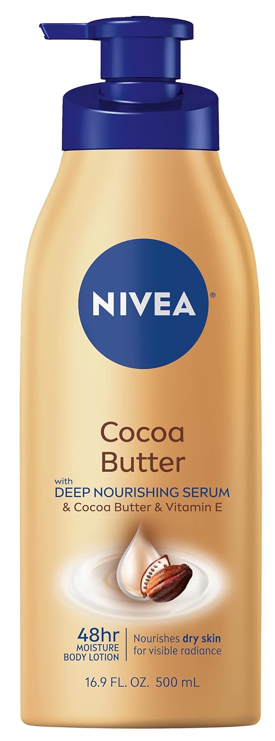 NIVEA Cocoa Butter Body Lotion with Deep Nourishing Serum Scented Body Lotion 169 Fl Oz Pump Bottle