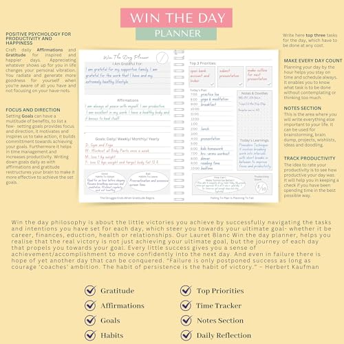 LAURET BLANC Daily Planner and Organizer, Affirmation and Gratitude Journal- A5, 80 GSM, 160 Pages. Plan for 80 Days. - Image 3