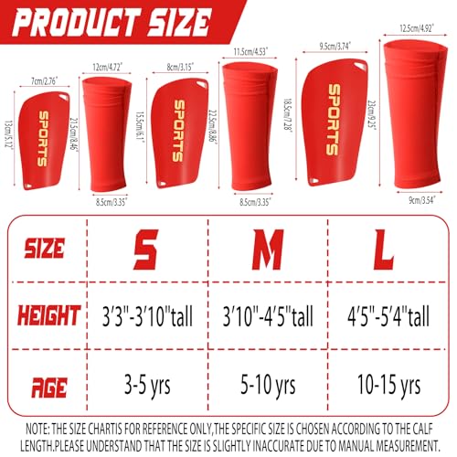 Syhood Soccer Shin Guards for Kids Youth Teens Adults Shin Pads and Sock Sleeves for 315 Years Old Children Boys Girls Protection Gear EVA Cushion Protection for Soccer Football GameSRed - Image 3