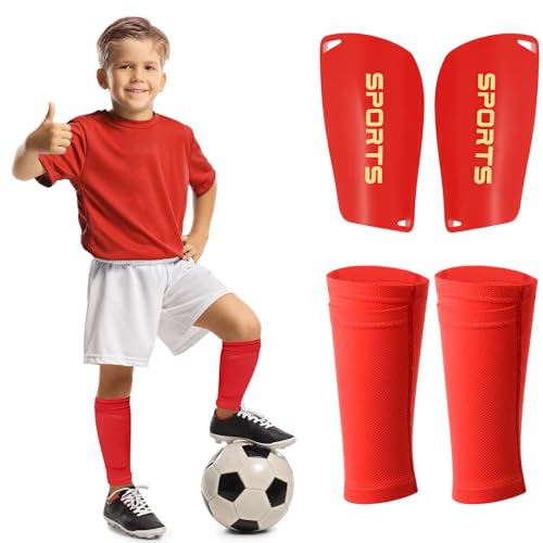 Syhood Soccer Shin Guards for Kids Youth Teens Adults Shin Pads and Sock Sleeves for 315 Years Old Children Boys Girls Protection Gear EVA Cushion Protection for Soccer Football GameSRed - Image 1