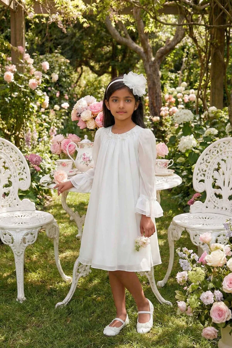 Via Bambino White Garden Elegance Dress 36411