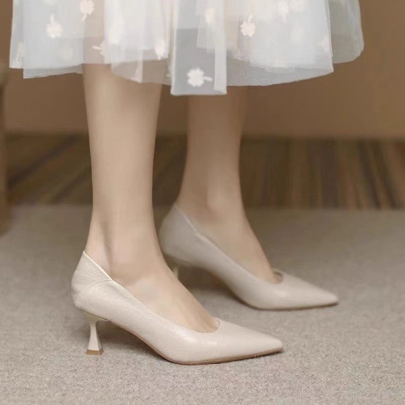 Not Tiring High Heels, Soft Leather, Soft Sole, Stiletto Heel, Pointed Toe Work Shoes, Black Comfortable Professional Shoes For Women - Image 4