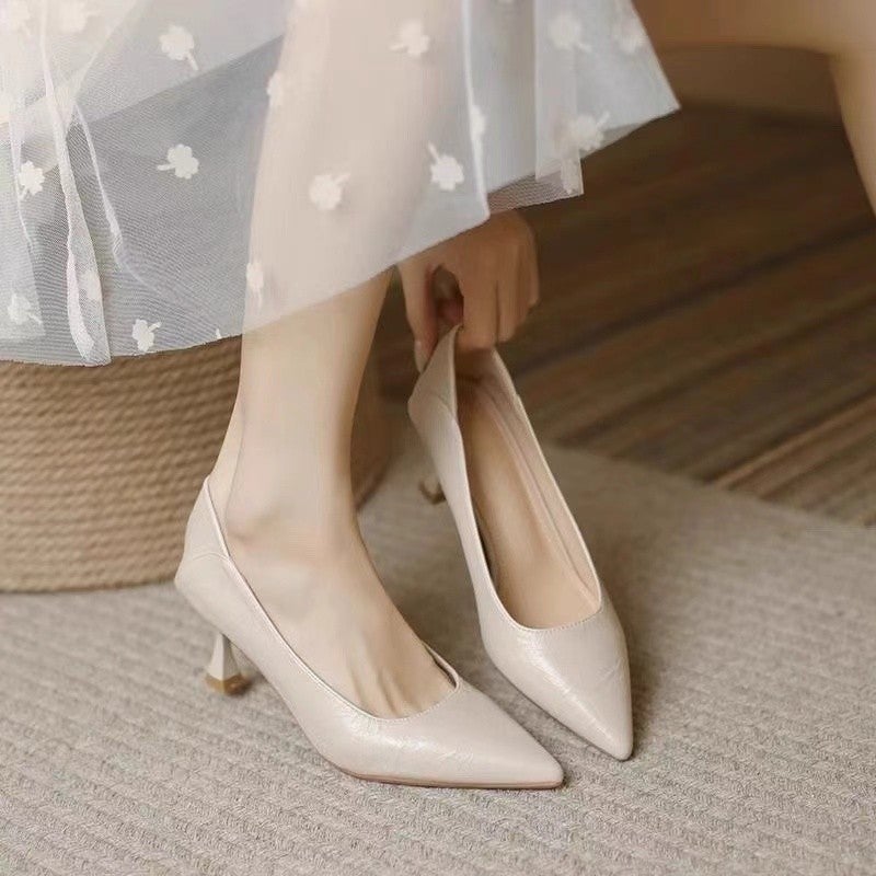Not Tiring High Heels, Soft Leather, Soft Sole, Stiletto Heel, Pointed Toe Work Shoes, Black Comfortable Professional Shoes For Women - Image 5