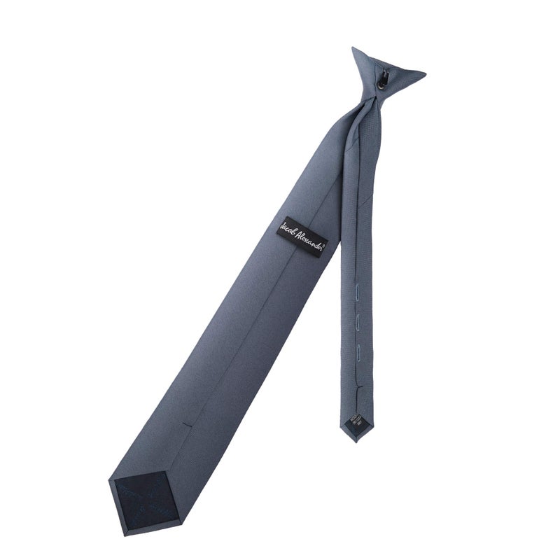 Jacob Alexander Uniform Solid Clip-On Tie with Buttonholes - Charcoal Gray - Regular 20 inch - Image 2
