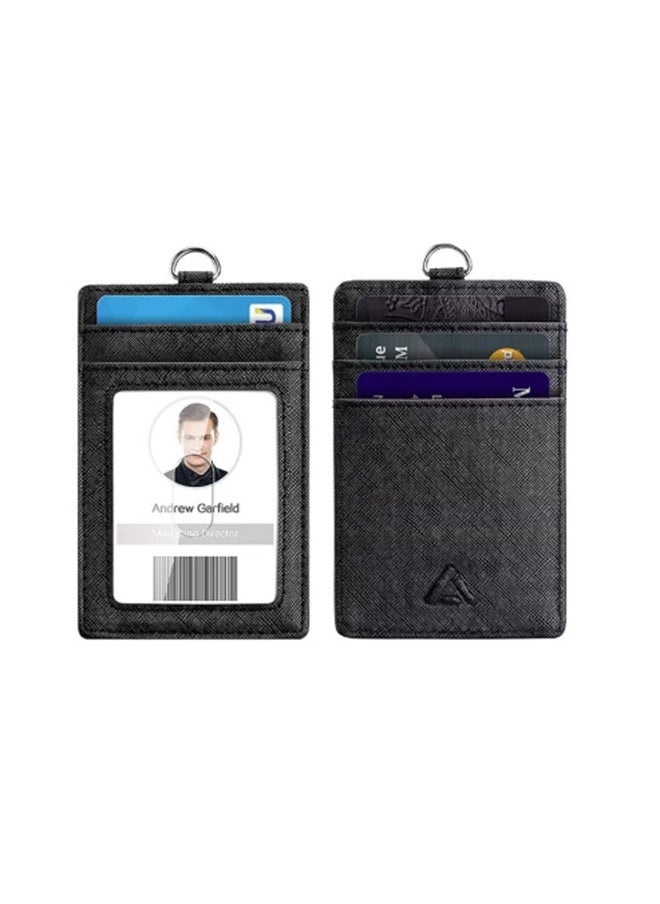 cyleto Heavy Duty Metal Retractable Badge Holder Reel with Belt Clip Key Ring, Waterproof Vertical Clear ID Card Holder and PU Leather Badge Holder  - Image 3