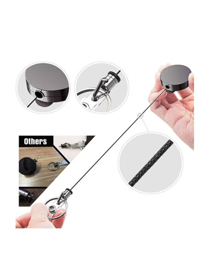 cyleto Heavy Duty Metal Retractable Badge Holder Reel with Belt Clip Key Ring, Waterproof Vertical Clear ID Card Holder and PU Leather Badge Holder  - Image 4