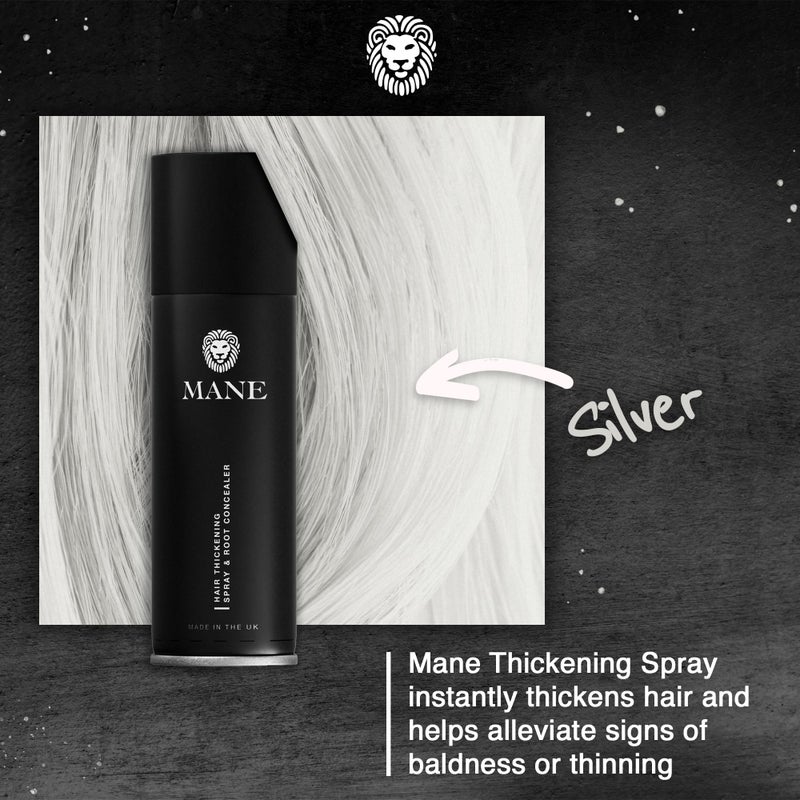 Mane Hair Thickening Spray & Root Touch Up, Instantly Thicker Hair for Men & Women, Fill in Hairlines and Hide Thinning and Fine Patches - Silver, 12 Colors (6.76 oz) - Image 2