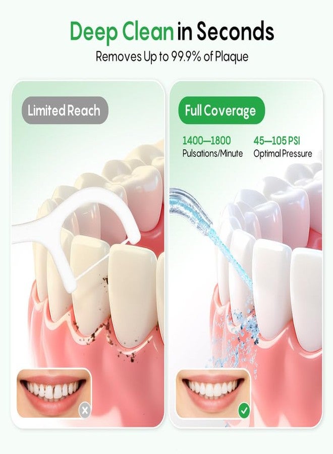 FRESKO Water Dental Flosser for Teeth, 300ML Cordless Flosser with Constant Pressure, Rechargeable Oral Irrigator Cleaner for Travel Home Use and Braces Care, IPX7 Waterproof, 5 Jet Tips - Image 2