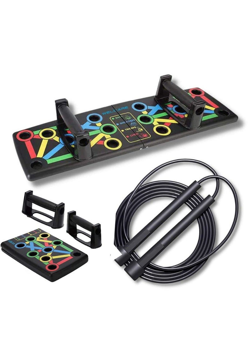 Generic Push-Up Bars & Skipping Rope Set – Home Workout Combo for Strength, Cardio & Full-Body Training, Compact & Portable Fitness Kit  - Image 1