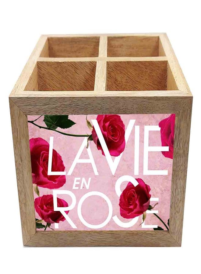 Nutcase Wooden Cutlery Stand Holder Silverware Caddy Spoons Forks Knives Organizer for Dining Table & Kitchen -Made in India-Spoons NOT Included - Love Rose - Image 3