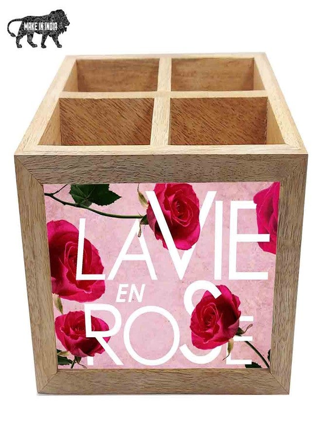 Nutcase Wooden Cutlery Stand Holder Silverware Caddy Spoons Forks Knives Organizer for Dining Table & Kitchen -Made in India-Spoons NOT Included - Love Rose - Image 5