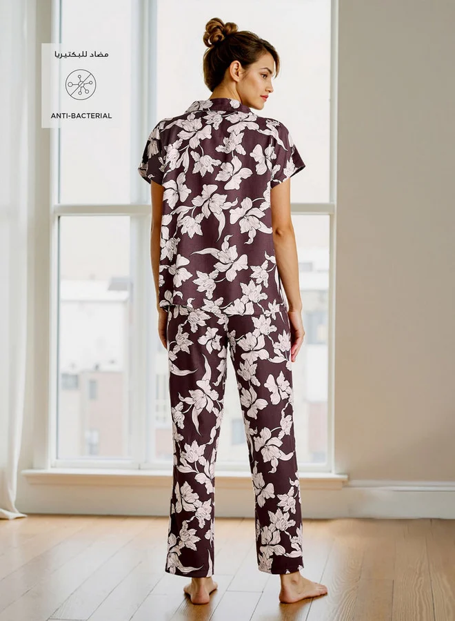 سبلاش فيڤ طقم بيجامة بطبعة زهور