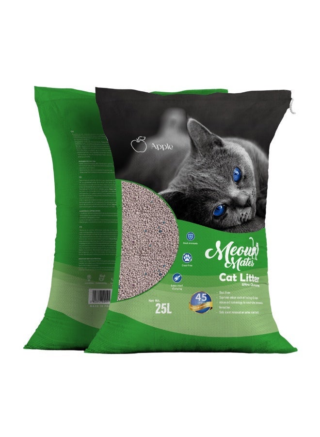 Meow Mates Bentonite Cat Litter 25L – Apple Scent | Ultra Clumping, Odor Control & Low Dust