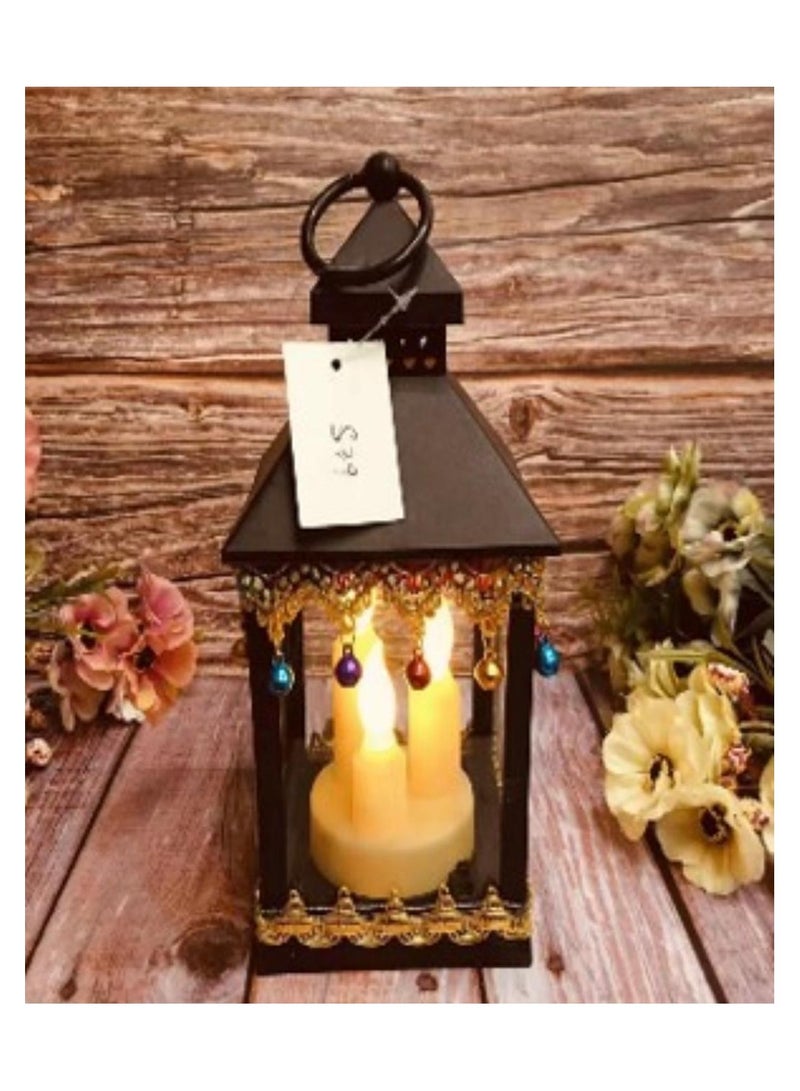 DEHKAH Decorative Ramadan lantern, battery-powered candles, size 27*10*10 - Image 2
