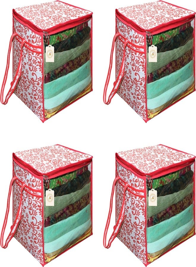 AARON INC Saree Storage Bag | Premium Wardrobe Cloth Organizer Box | Large Garment Cover with Polka Dot Design | Durable Fabric, Transparent Window | Pack Of 4 AWPM11819 - Image 1