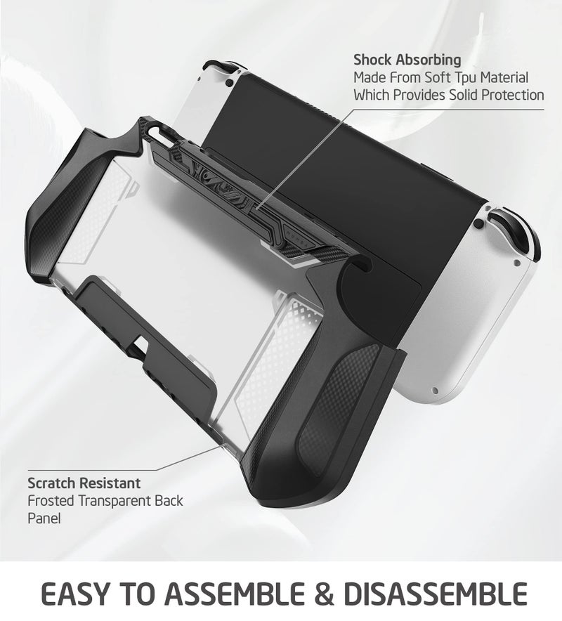 Mumba Dockable Case for Nintendo Switch OLED 2021, Blade Series TPU Grip Protective Cover Accessories Compatible with 7 Inch and Joy-Con Controller (Black) - Image 5