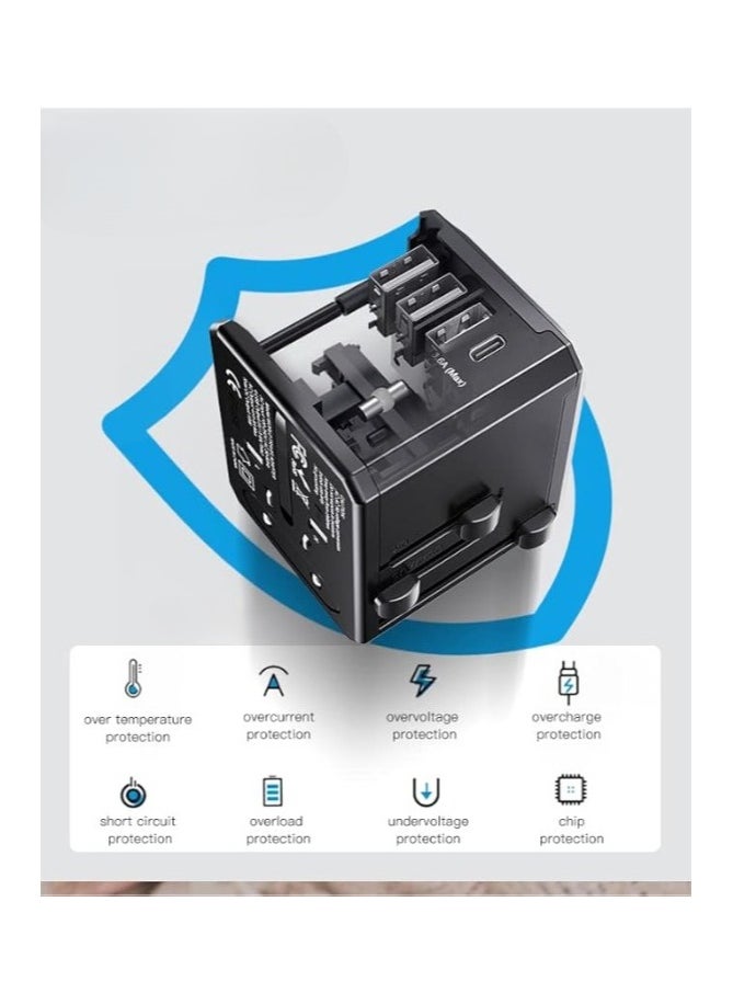 REBENUO RCP262 Universal Travel Adapter – 4 Super-Speed USB Ports, Type C Power Socket, Compatible with UK, EU, US, AU Plugs, Worldwide Charging, Compact and Lightweight, Fast Charging for Phones, Laptops, Tablets, and More - Image 5