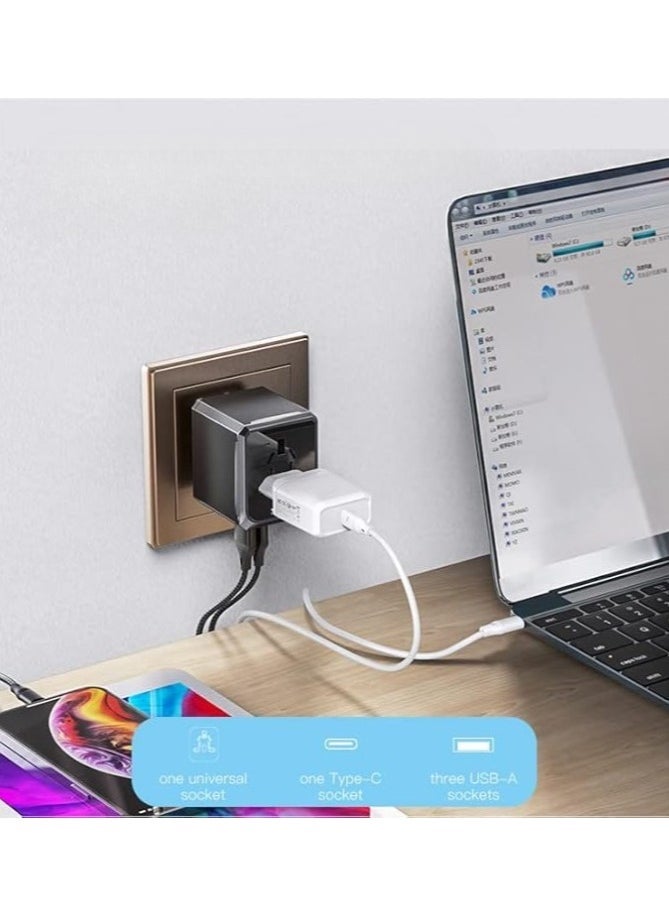 REBENUO RCP262 Universal Travel Adapter – 4 Super-Speed USB Ports, Type C Power Socket, Compatible with UK, EU, US, AU Plugs, Worldwide Charging, Compact and Lightweight, Fast Charging for Phones, Laptops, Tablets, and More - Image 3