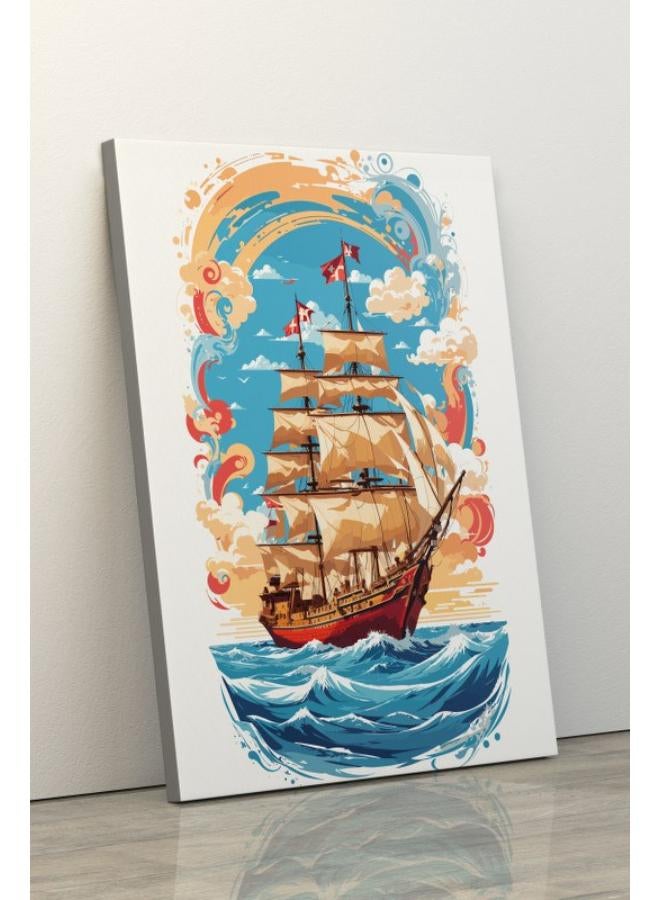 Home Gallery Pirate Ship Watercolor Digital Art Printed Canvas wall art - Image 4