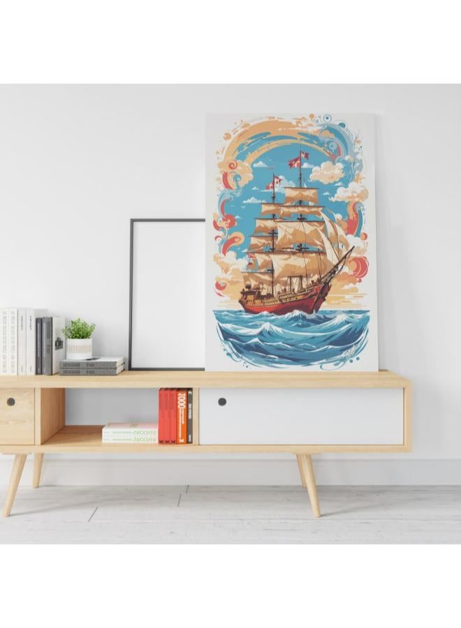 Home Gallery Pirate Ship Watercolor Digital Art Printed Canvas wall art - Image 3